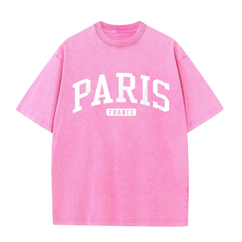 Paris France College University Style T-Shirt Men Clothes Men's Autumn Clothing Fitted Cotton T Shirt Summer Top Casual Tee