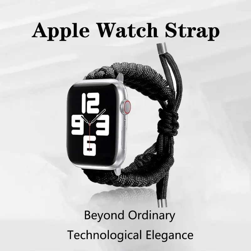 Nylon Woven Strap For Apple Watch Band 9 8 7 41mm 45mm Paracord Wrist Watch For iWatch SE654 40mm 44mm 42mm Sport Bracelet Band