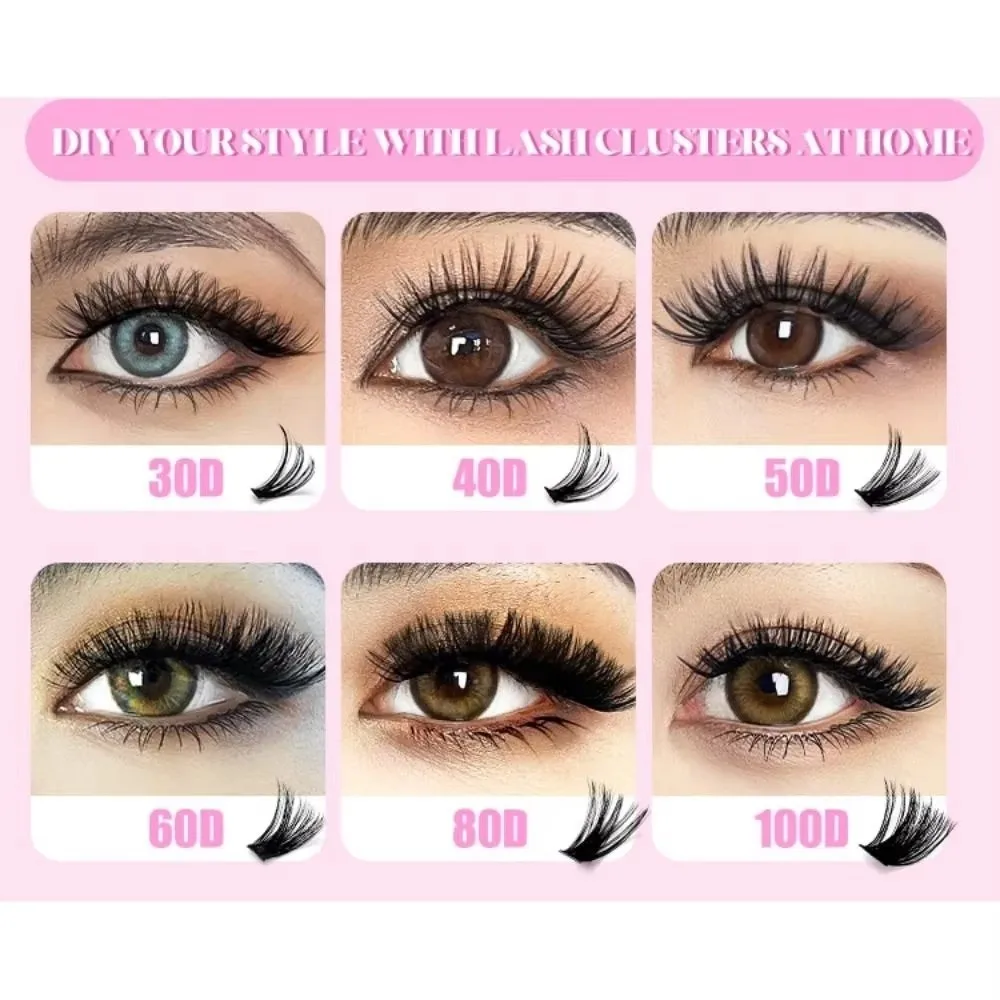 8-16mm Length False Eyelashes Natural Look Fluffy Clusters Fake Eyelash Wispy Style 30D/40D/50D/60D DIY Lashes Book