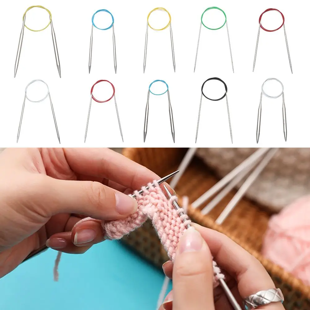 40/100cm Round Circular Weaving Stainless Steel DIY Crafts Sewing Pins Circular Needle Crochet Hook Knitting Needles