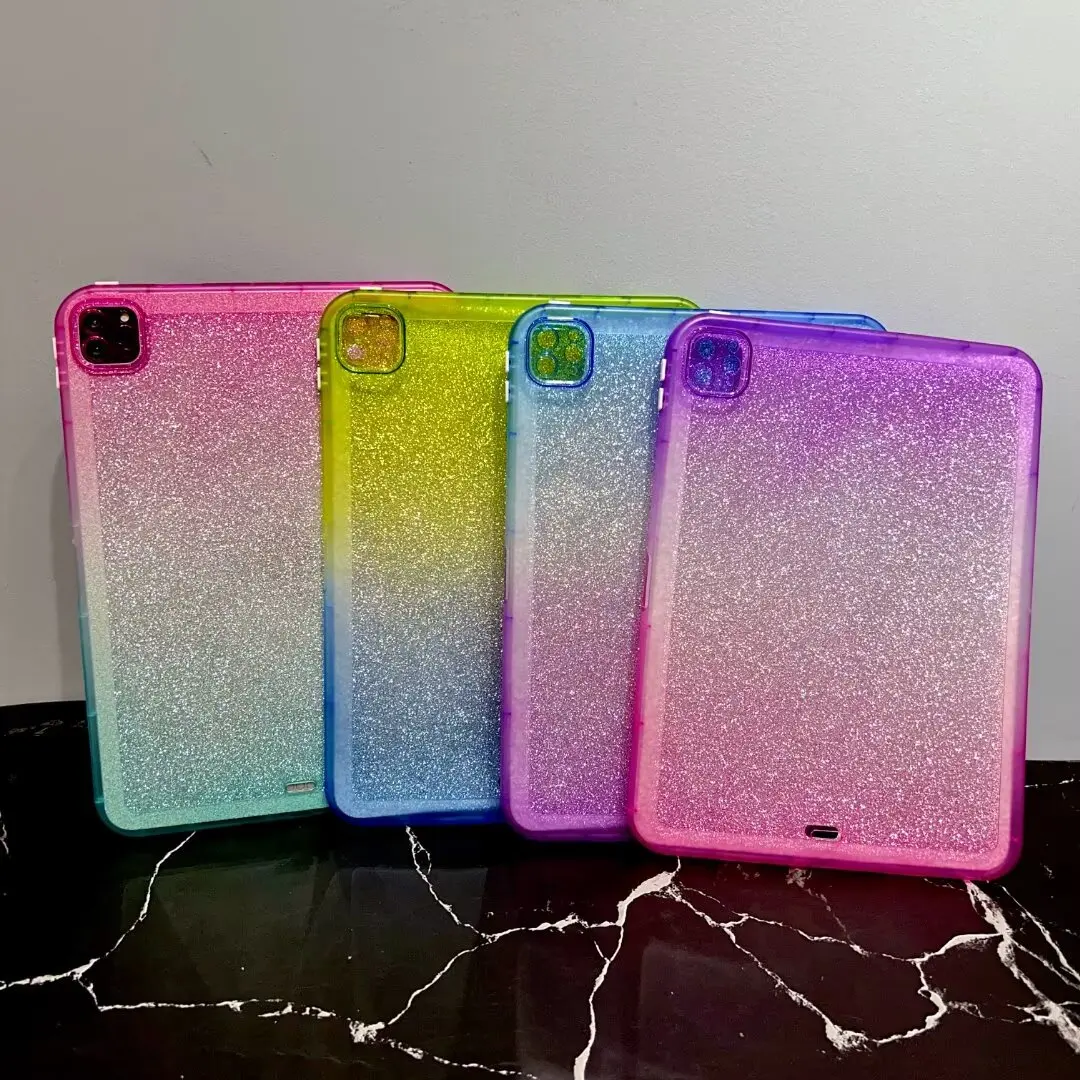 Kids Case for iPad pro 11 4th 3th 2th 1th Gen 11 inch TPU Gradient Colour Glitter Shockproof Soft Cover 11