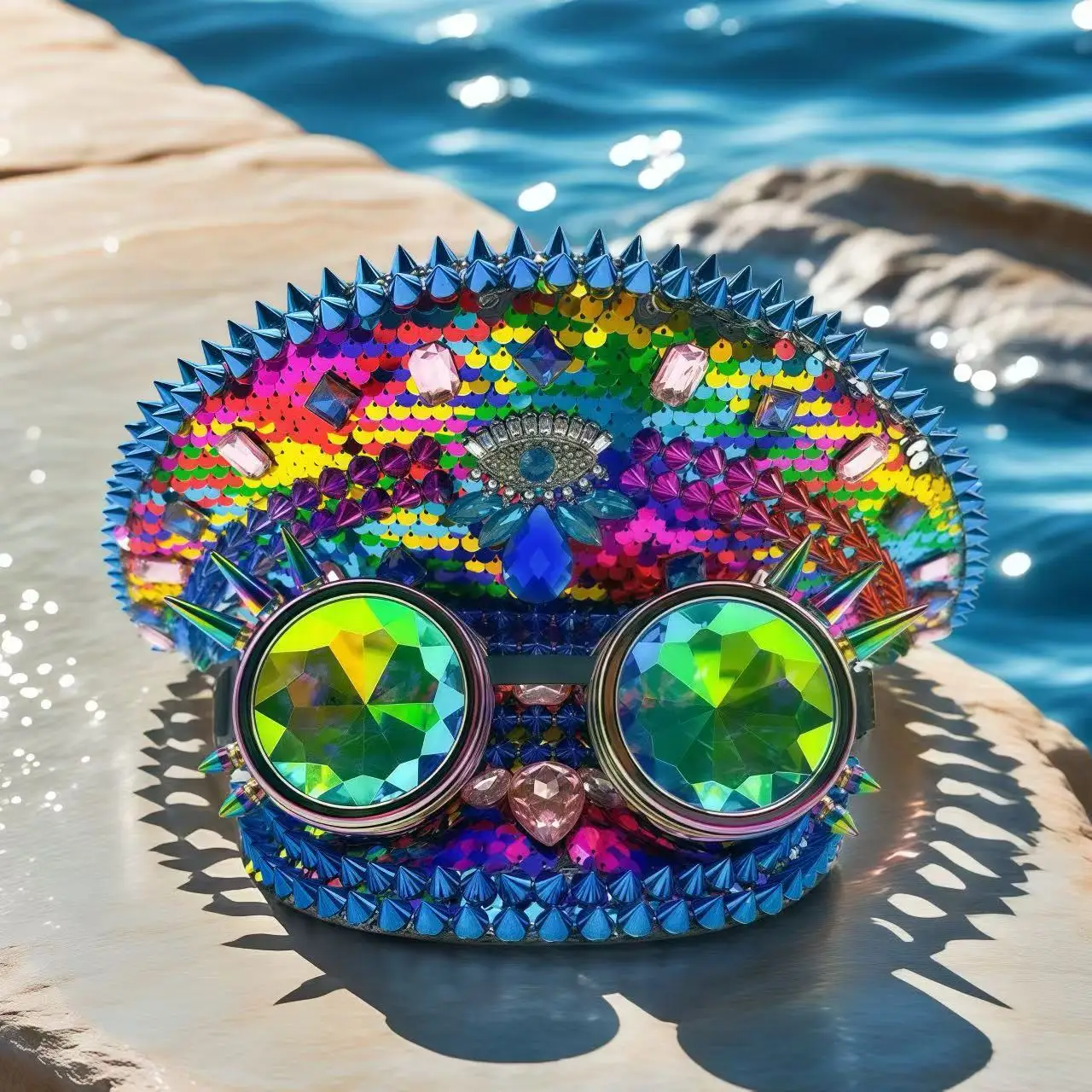 

HongLuan стимпанк шляпа капитана со стразами для фестиваля Burningman женщина с очками, военными аксессуарами и костюмом на Хэллоуин