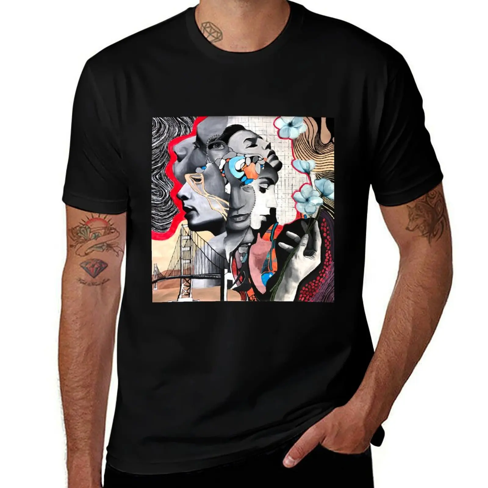 

Collage Fine Art Abstract Face Painting T-Shirt man t shirt heavy cotton man t shirts for men casual T-Shirt