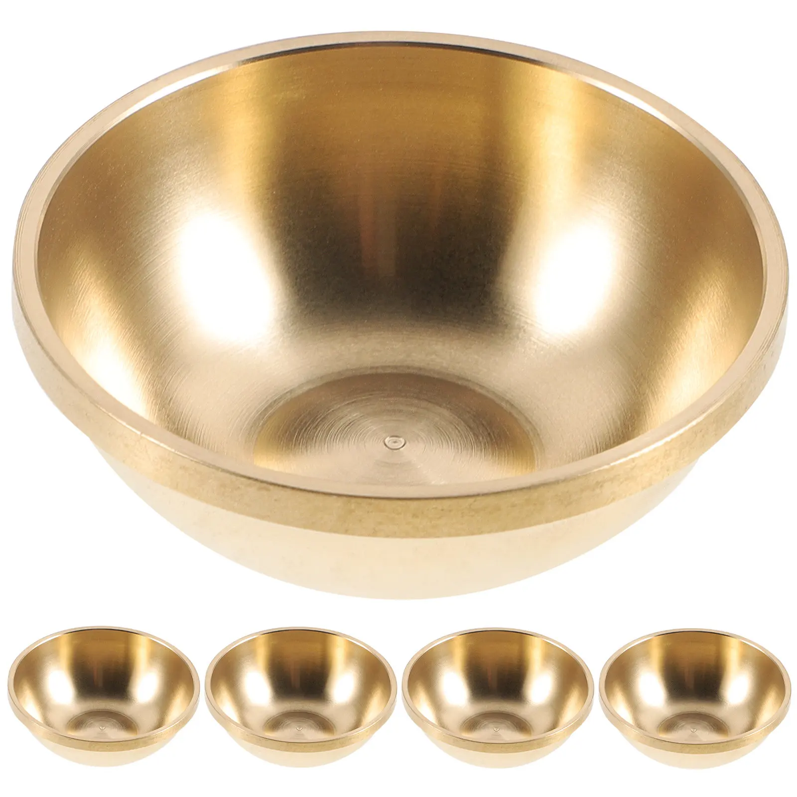 5Pcs Brass Offering Bowl Set Buddhist Water Cup for Worship Temple Decoration Home Altar Daily Practice Tibetan Style Meditation