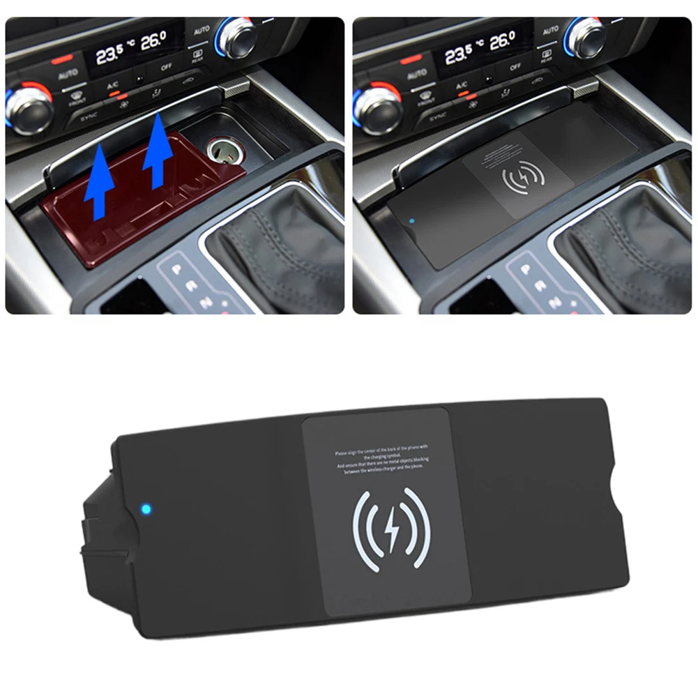 Car Phone Charger Black Wireless Car Charger Doesn't Affect Lid Operation Center Console Charging For A6 12-18