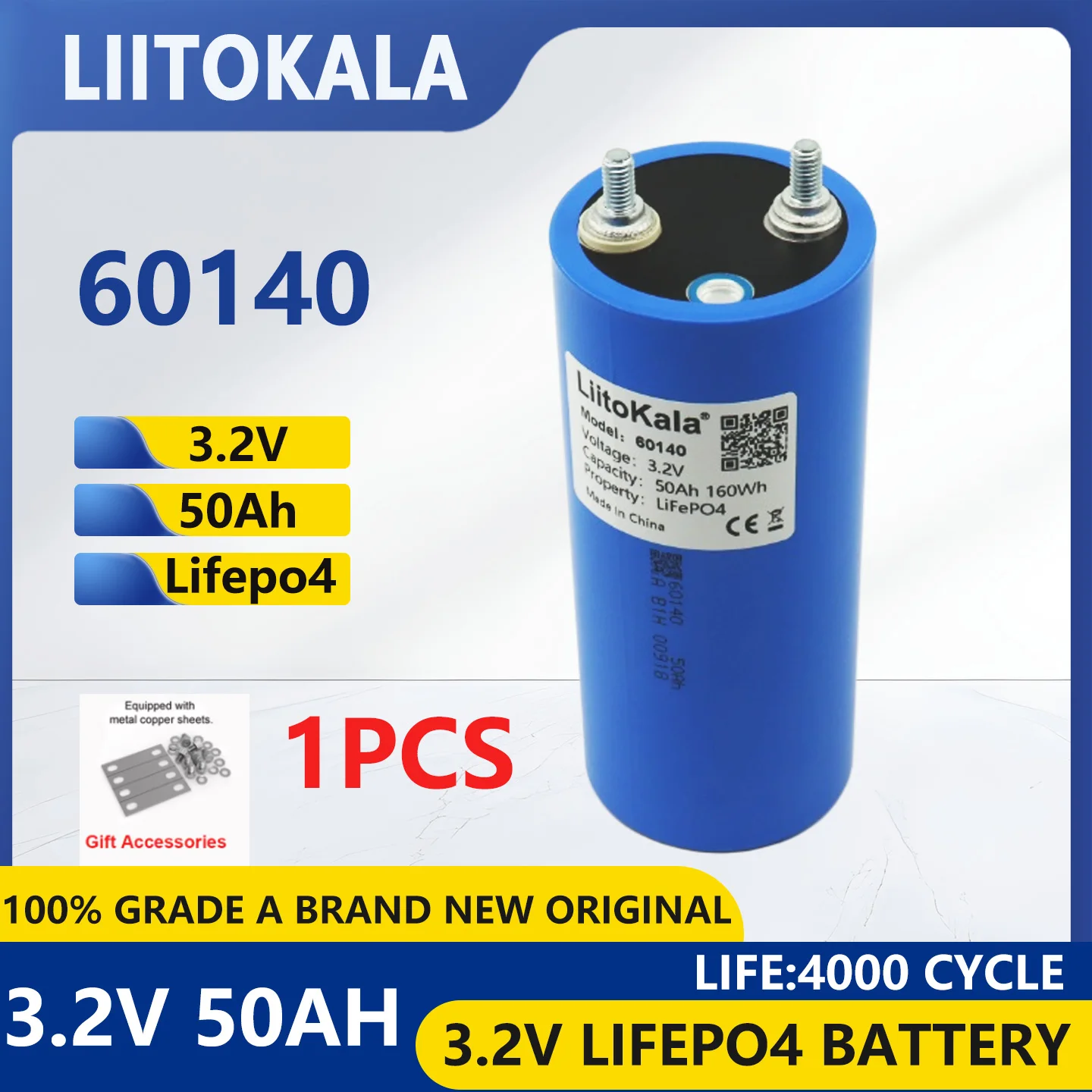 Liitokala 3,2 В 50 Ач LiFePO4 Аккумулятор 60140 Литий-железо-фосфатный аккумулятор для 12 В 24 В Off Grid Солнечная энергия Автомобильная тележка для гольфа Кемпинг Путешествия Liitokala 3,2 В 50 Ач LiFePO4 Аккумулятор 60140 Литий-железо-фосфатный аккумулятор для 12 В 24 В Off Grid Солнечная энергия Автомобильная тележка для гольфа Кемпинг Путешествия