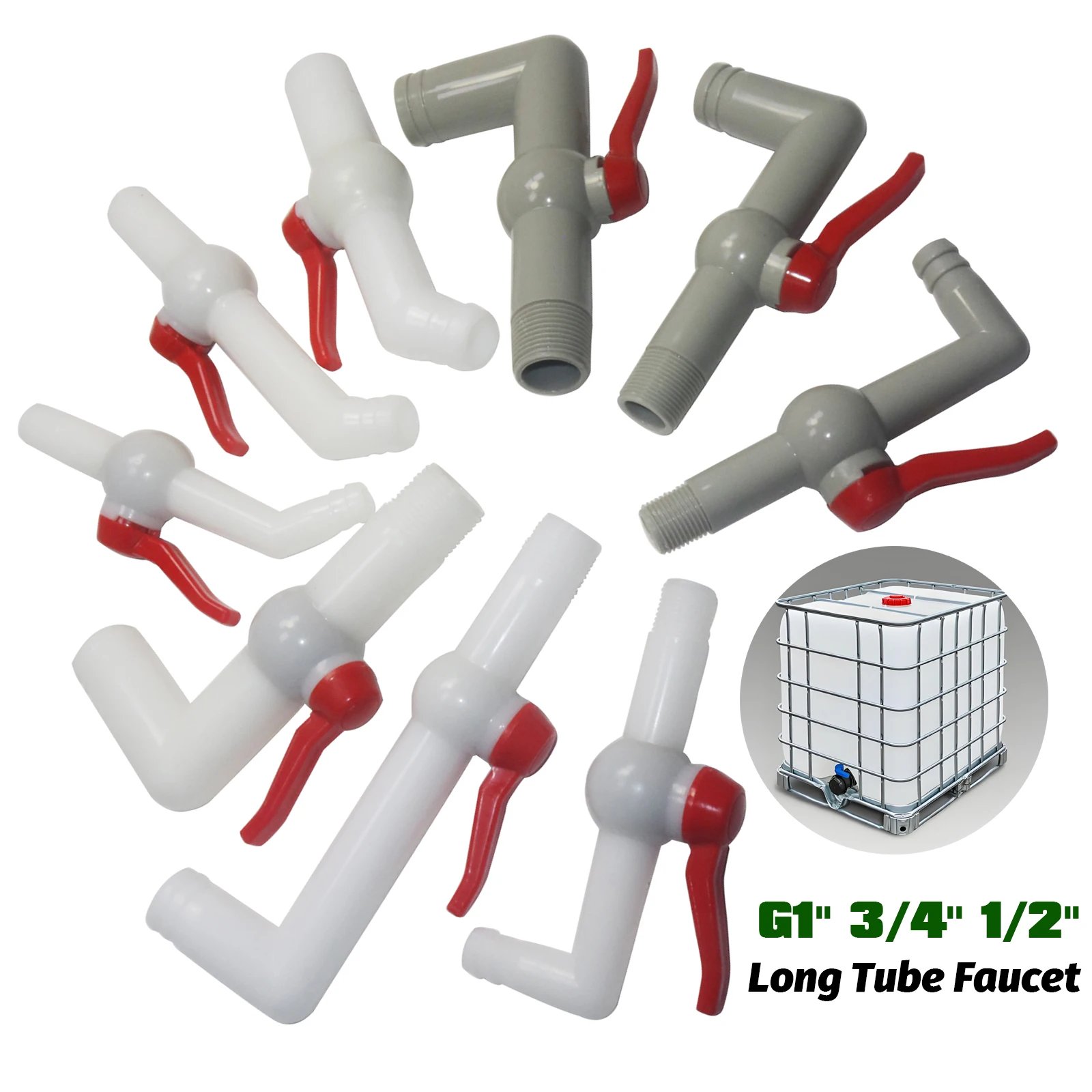 

G1 ''3/4'' 1/2'' Кран IBC Адаптер бака Фитинги для кубиков воды Соединитель для орошения сада Простой в использовании Шланговый переключатель Смесители