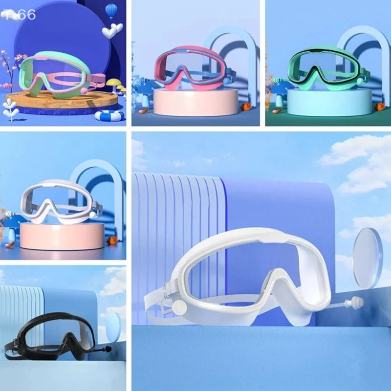 

Цвет Macron для взрослых и детей, водонепроницаемые и противотуманные очки высокой четкости в большой оправе для дайвинга с силиконовыми берушами