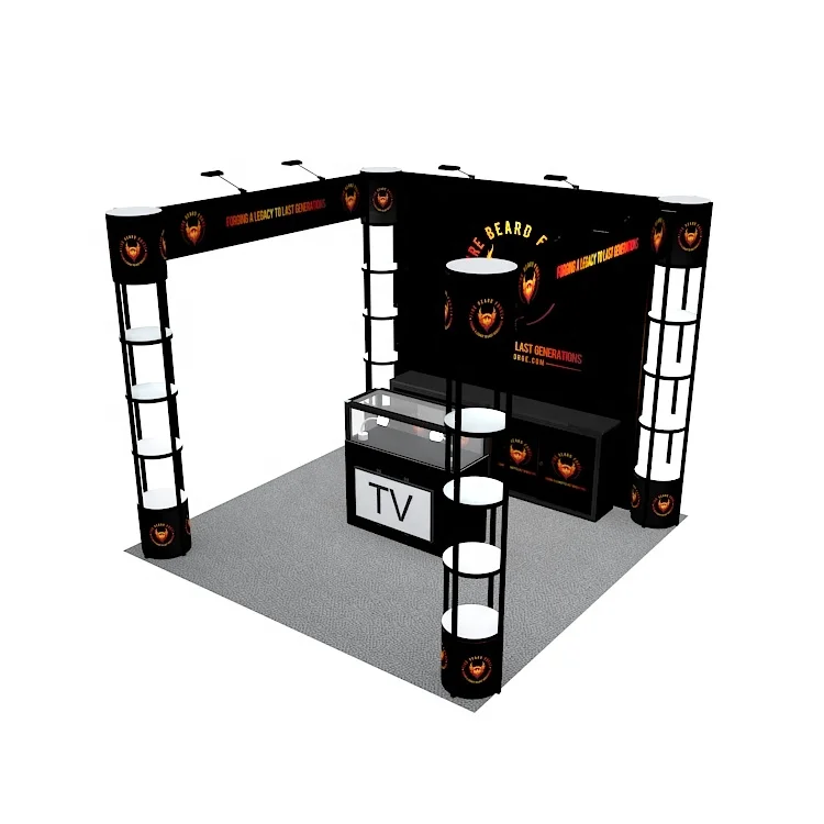 Tradeshow 3x3 portable exhibit expo fair twister spiral display stands folding modular reused 10x10 exhibition trade show booth