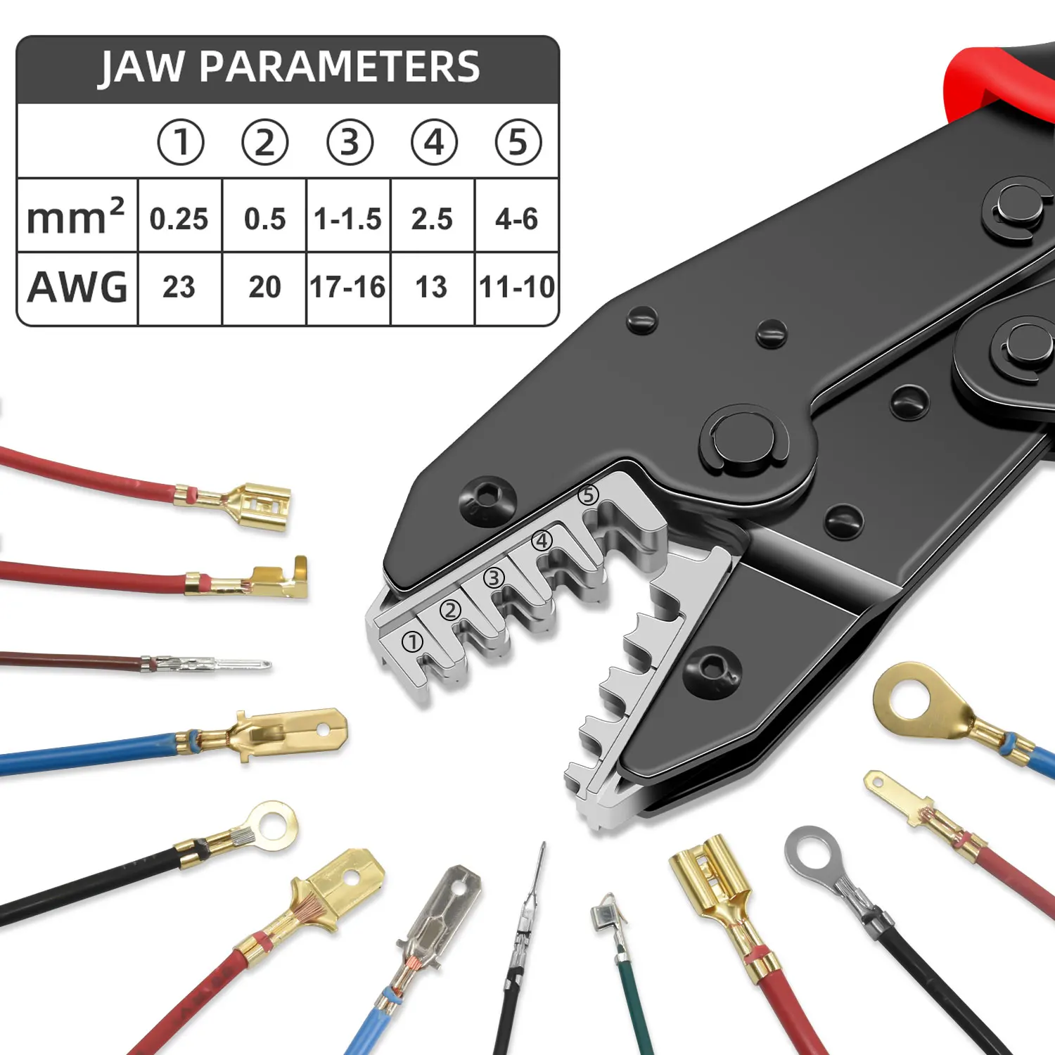 

Crimping pliers for AMP, TE, AMP spring terminals Non-insulated open barrel connectors crimping tools suitable for AWG 23-10