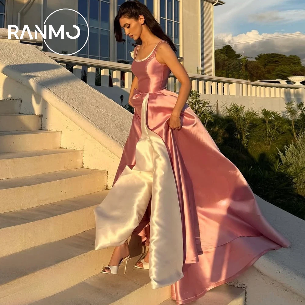 Sukienka Ranmo 2026 na zamówienie, różowa, na ramiączkach spaghetti, plisowana, o kroju litery A, bez rękawów, szyta na miarę, na specjalną okazję, bal maturalny, wykwintna sukienka wieczorowa.