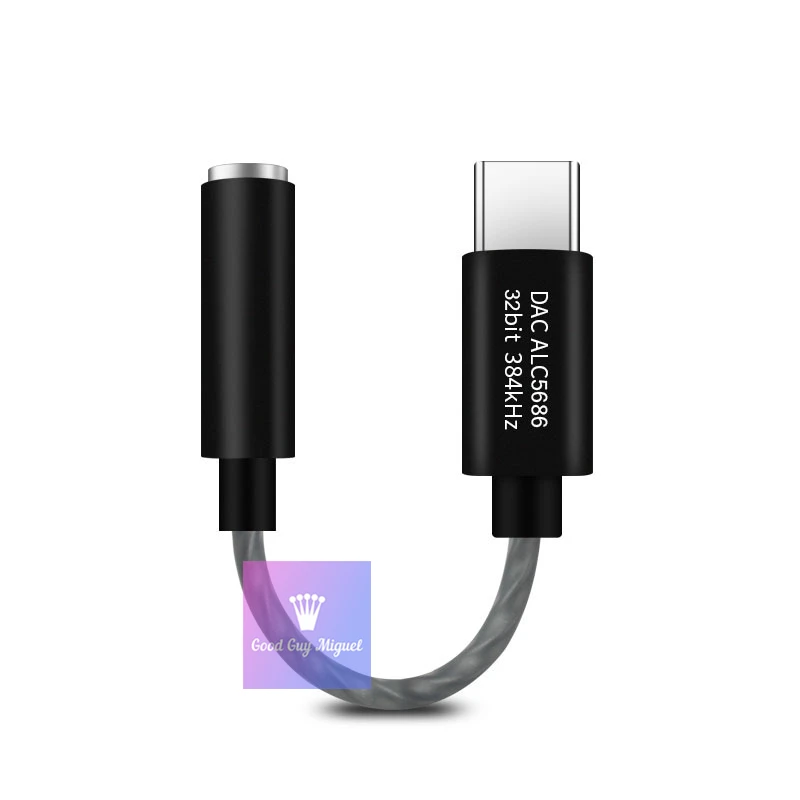 Adaptador USB tipo C a 3,5mm para auriculares, conector DAC de 32 bits y 384KHz, Realtek ALC5686, Redmi para SAMSUNG, Huawei, Honor Pixel, Win10