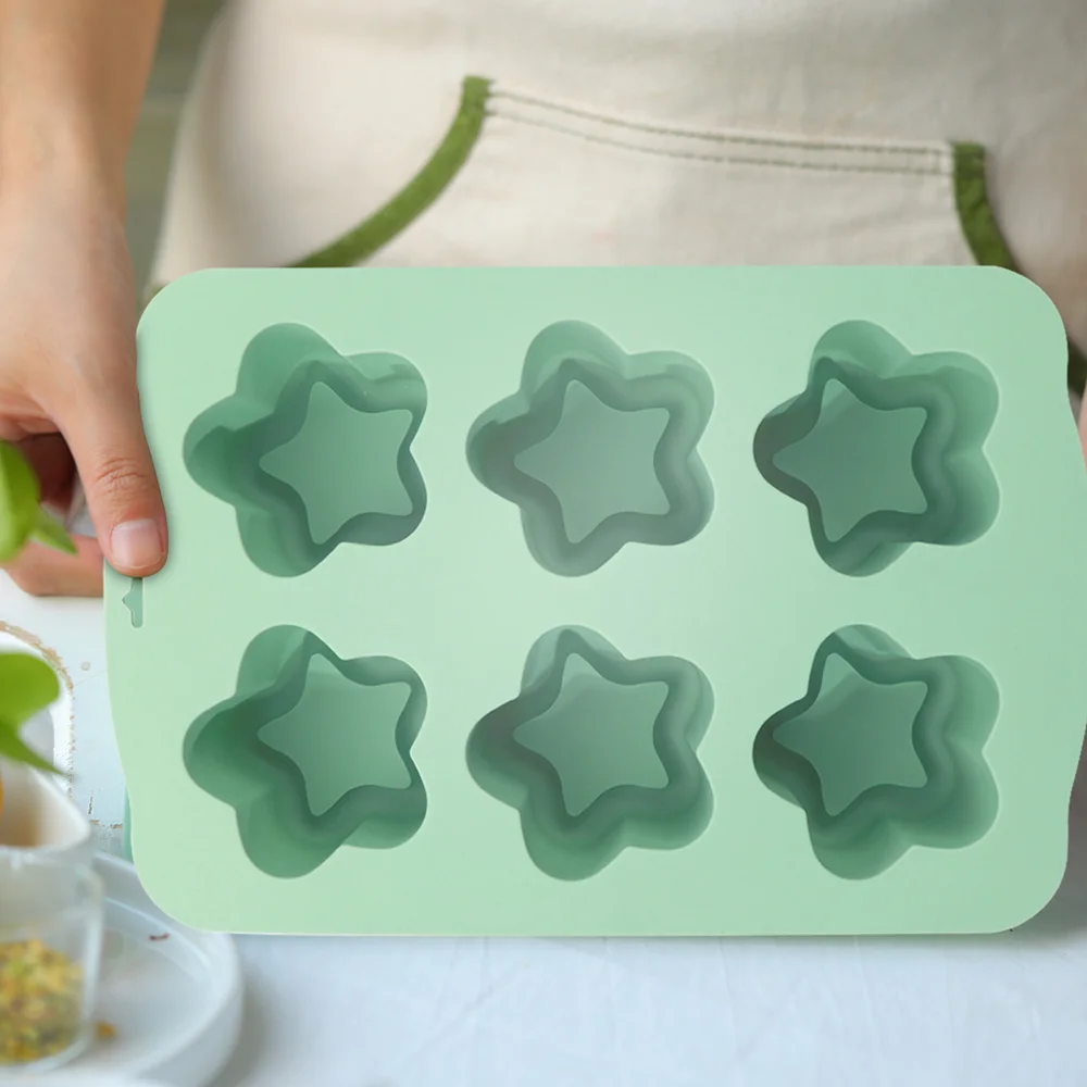 

Силиконовая форма для выпечки в форме звезды с 6 полостями, форма для выпечки мусса, чаек, желе, сделай сам, форма для выпечки десерта, легкосъемная форма звезды