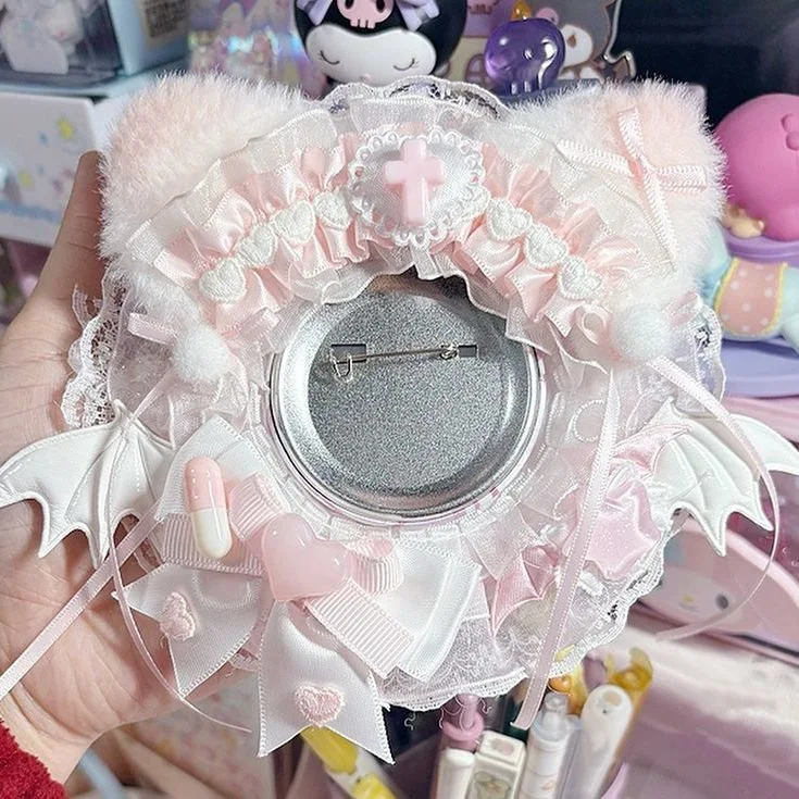 badge ornament y2k accessories lolita itabag charms decoration bag jewelry idol photo holder badge protector 58mm cartoon cover