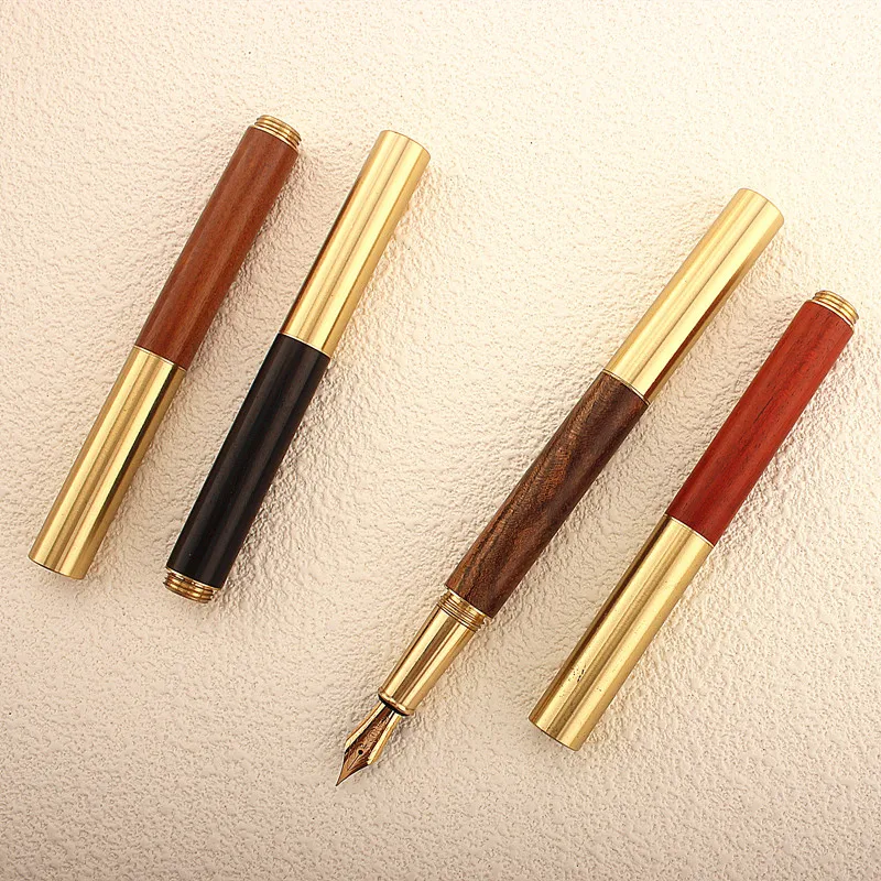 Mini Pocket  Wooden Fountain Pen Vintage Ink Pen F/EF Nib Converter Filler Stationery Office School Supplies Writing Gift