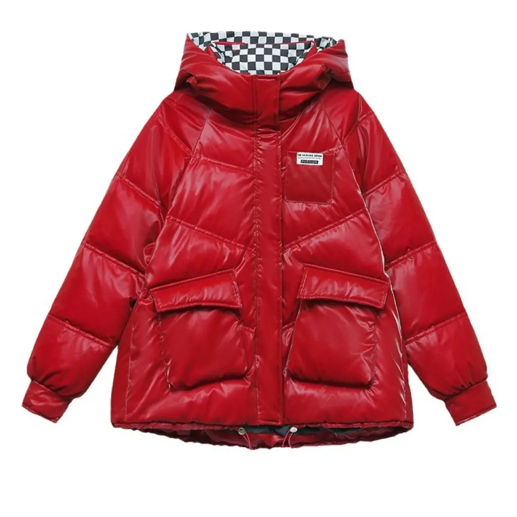 

Женская безразовая хлопковая куртка на пуху, глянцевое короткое хлопковое пальто, миниатюрная зимняя верхняя одежда