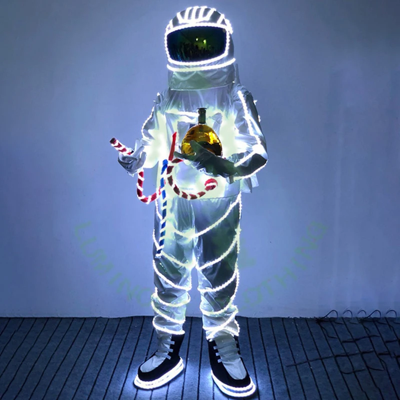 Led Glowing Space Astronaut Clothes  Bar Nightclub DJ Performance Costume Christmas Halloween Party Event Cosplay Gear