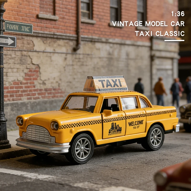 

1/36 Retro Taxi Model Car Alloy Miniature Toy Car Diecast Vehicle Collection Baby Toys For Kids Children's Day Gift