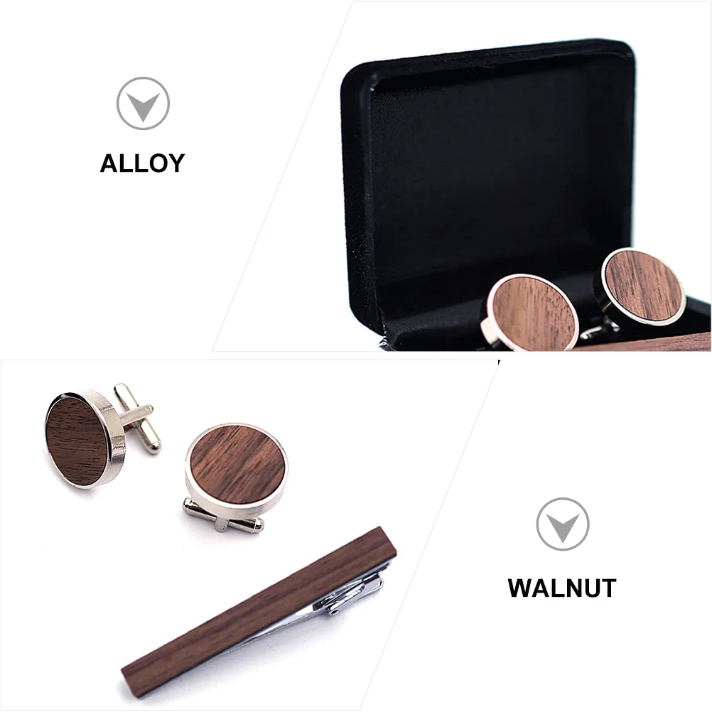 Clothing Fasteners Tie Pin for Men Clip Cufflinks Sturdy Necktie Fixing Button Fashion Alloy Walnut Male Father