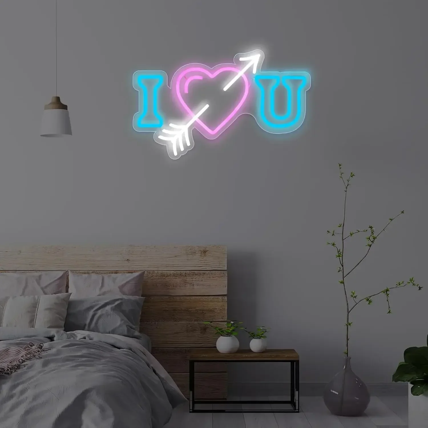 

Неоновая вывеска «I Love U» в форме сердца, светодиодный настенный декор для Дня святого Валентина, спальни, свадебного оформления, подарок на годовщину, USB-светильник с регулировкой яркости