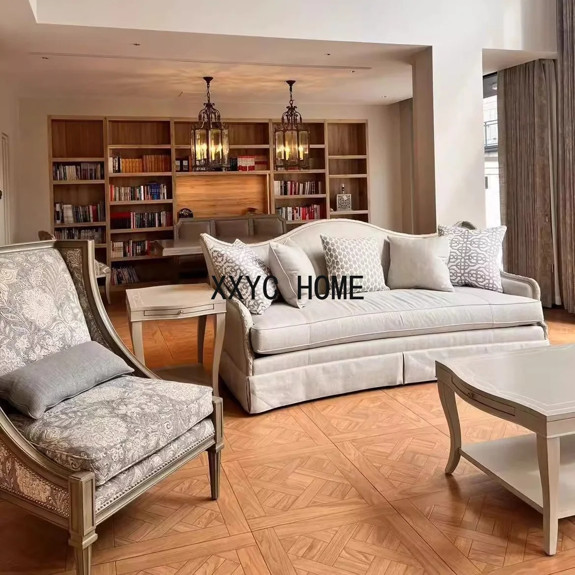 

Sofa French American Country Retro Printing Corner Table Coffee Table High-End Customization