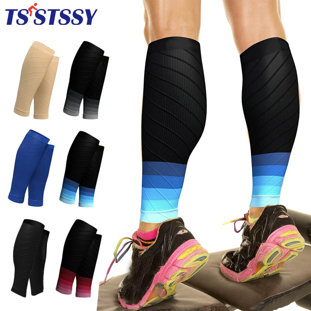 1Pair Leg Compression Sleeve Calf Support Sleeves Leg Pain Relief Men Women Footless Socks for Fitness, Running, Shin Splints