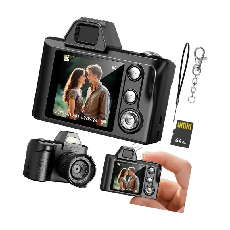 كاميرا للأطفال 64 ميجابكسل 720 بكسل مع حافظة مطاطية للتخزين بسعة 64 جيجابايت وعمر بطارية ممتد اتصال متأصل للأطفال الصغار B2EB #5