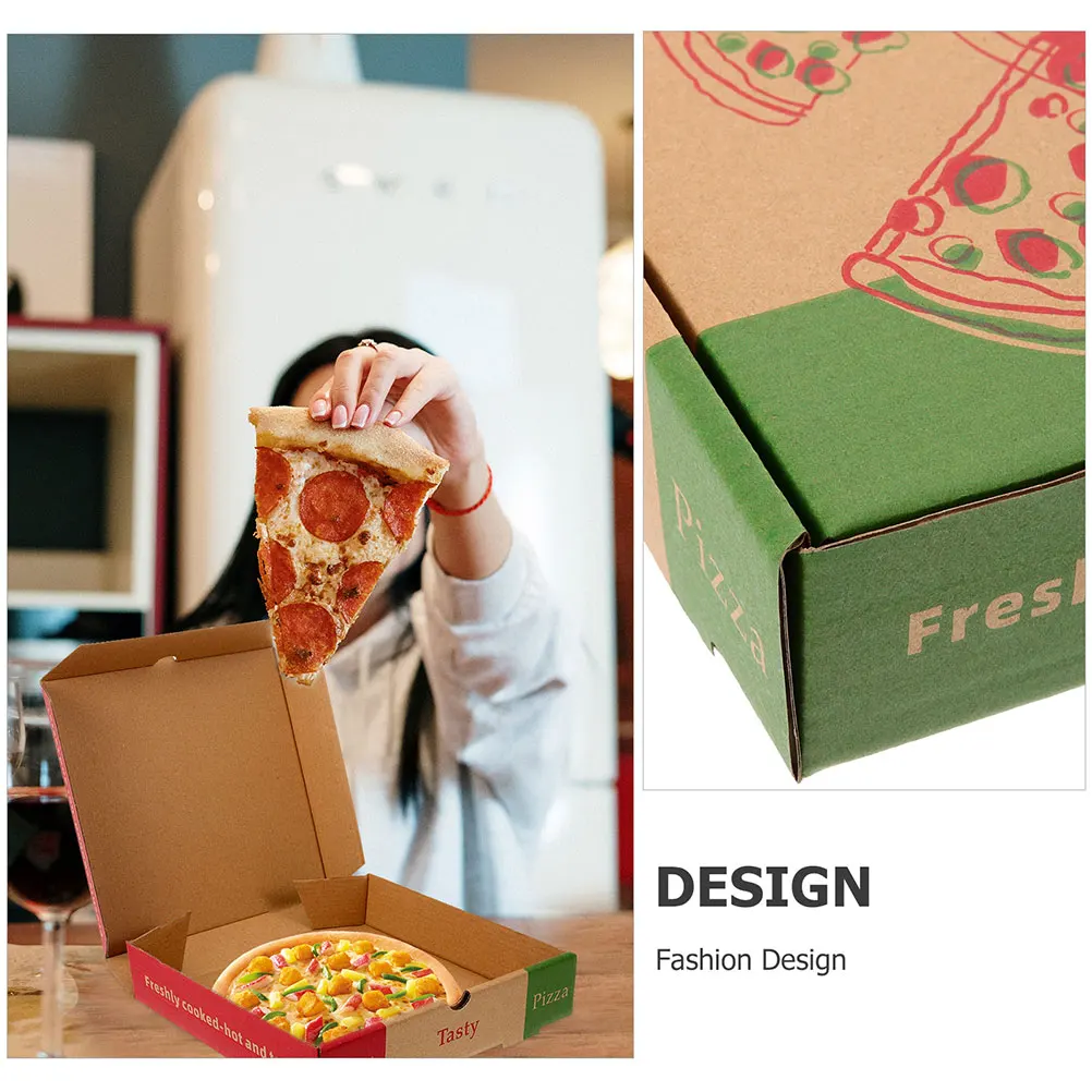 

10pcs Pizza Boxes 8In Food-Grade Thickened Storage Container For Takeaway Delivery Keeps Fresh Restaurant Paper Box Holder