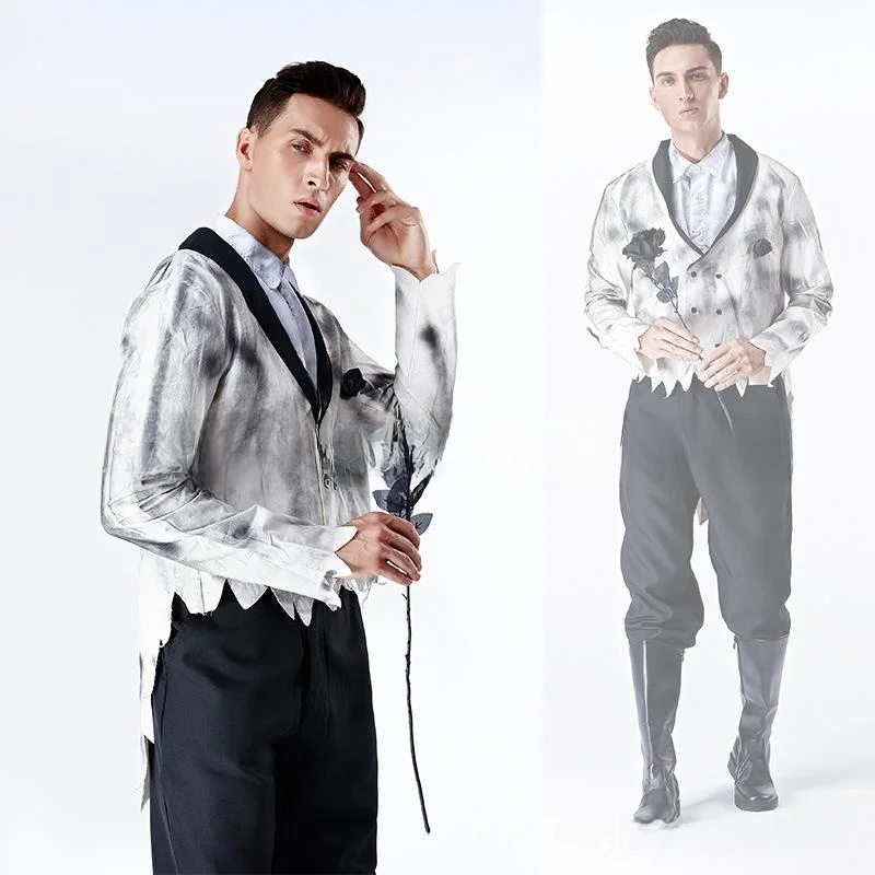 

Хэллоуин Террор Пара Призрак Невесты Косплей Костюм Брайженная кровью Одежда для выступлений для взрослых Свадебный Dr Ladies Faion