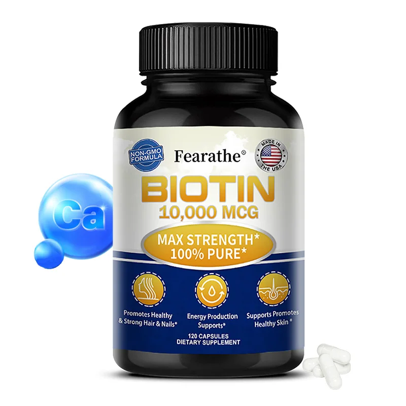 Biotin, 120 Vegetable Capsules - Nail, Hair and Skin Health Support, Skin Texture Improvement, Anti-aging Supplements