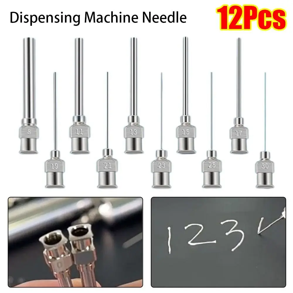 

12Pcs Stainless Steel Dispensing Machine Needle 8G-30G Fluids Metal Industrial Glue Injection Needle 25mm Blunt Tip