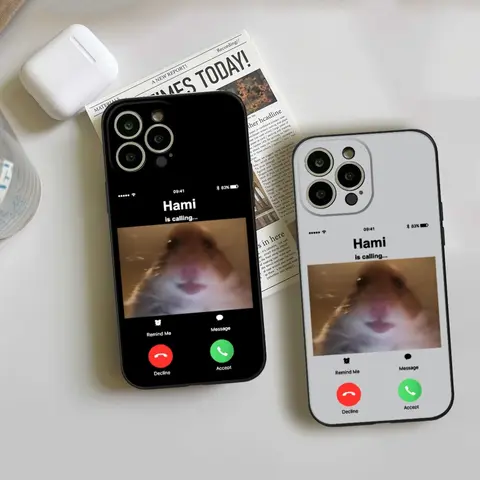 Dank Meme Hamster Staring Front Camera Hampter Calling Phone Case FOR IPhone 15 14 11 12 Pro 15 16 Plus 13 Pro MAX XS Black Soft