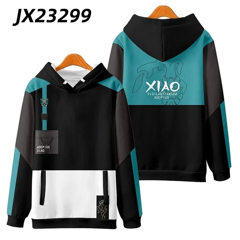 Men and Women Genshin Impact Style Xiao 3D Printing Hoodies, Play Sweatshirt, Long Sleeve, Autumn, Fashion