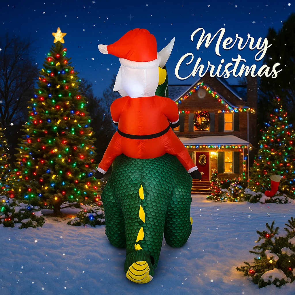 5.9FT Inflatable Toy Christmas Santa Riding Dragon Decor LED Xmas Yard DecorationUnique Home Ornament Christmas Gifts Supplie