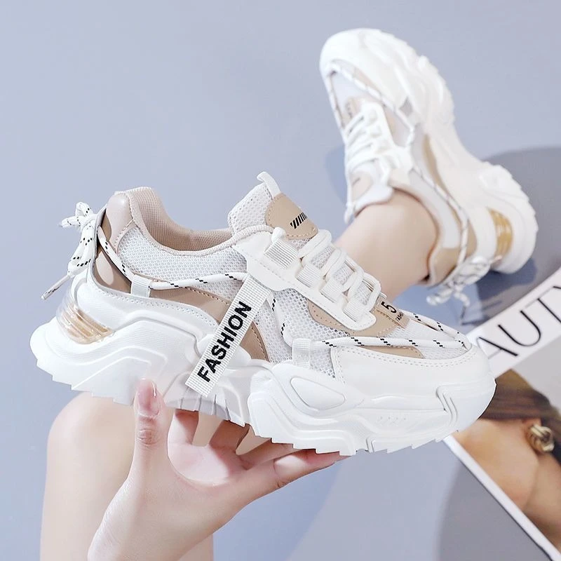 

Women's Spring Summer Breathable Sports Casual Shoes Korean Version Dad Shoes Ins Trend Thick Sole Height Increasing Mesh New