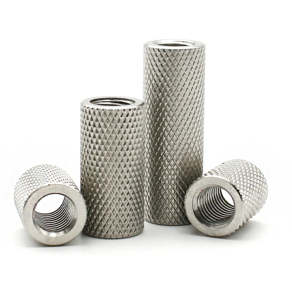 Duoji拡張円筒形フラットヘッド刻み付き手ねじ、ナットメッシュナット、刻み付き調整ナット、m2、m2.5、m3、m4、m5、m6、m16、304ステンレス鋼