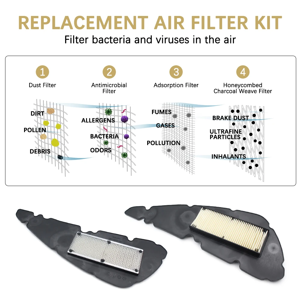 منظف المرشّح الهوائي لبياجيو بيفرلي 400 HPE 2021-2022 MP3 400 E5 2021 استبدال موثوق عنصر فلتر الهواء لجزء الدراجة النارية #3
