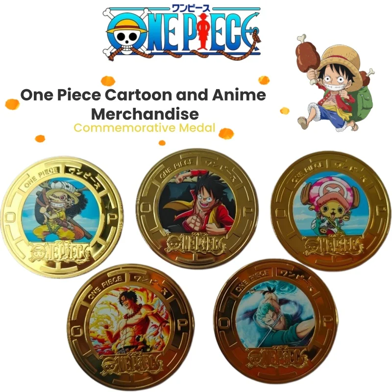 One Piece cartoon character creative metal commemorative coin, cartoon anime peripheral gift toy, boys cosplay props gift