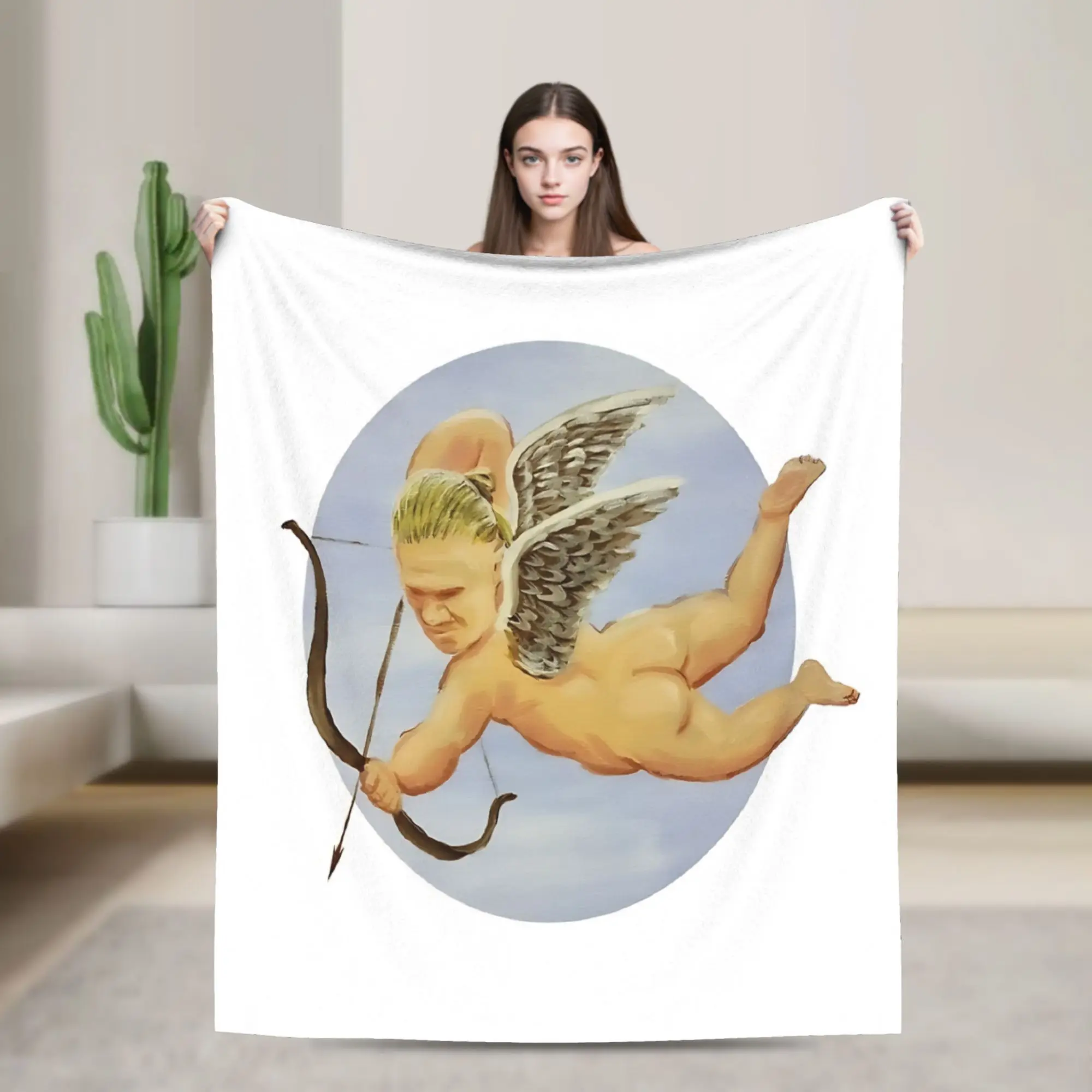 Love Cupid H-haaland Blanket Quality Warm Soft  Throw Blanket Winter Airplane Travel Living Room Print Bedspread