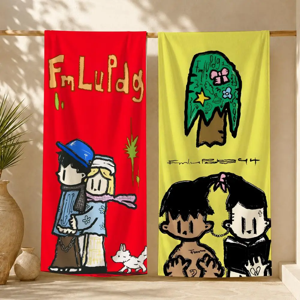 Original Couple Illustration Towel ultra-fine fiber quick drying absorbent towel, beach swimming vacation beach towel