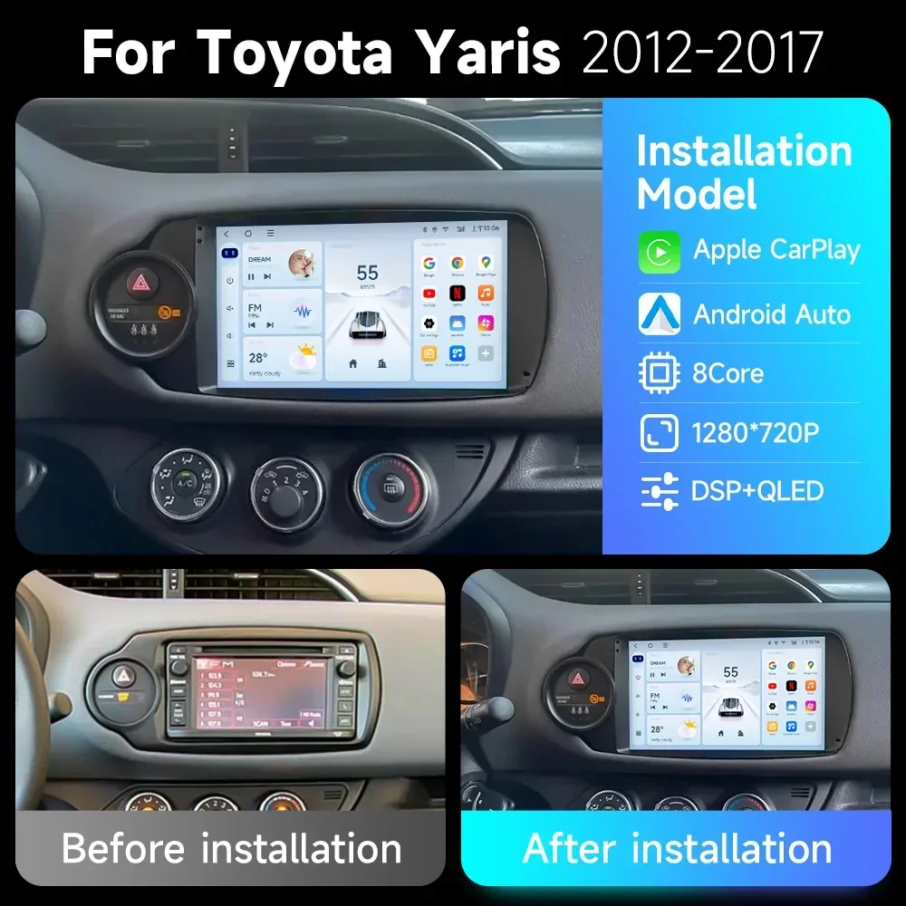 Android 13 Carplay Car Radio For Toyota Yaris 2012 2013 2014 2015 2016 2017 Navigation GPS Multimedia Player stereo wifi BT Auto
