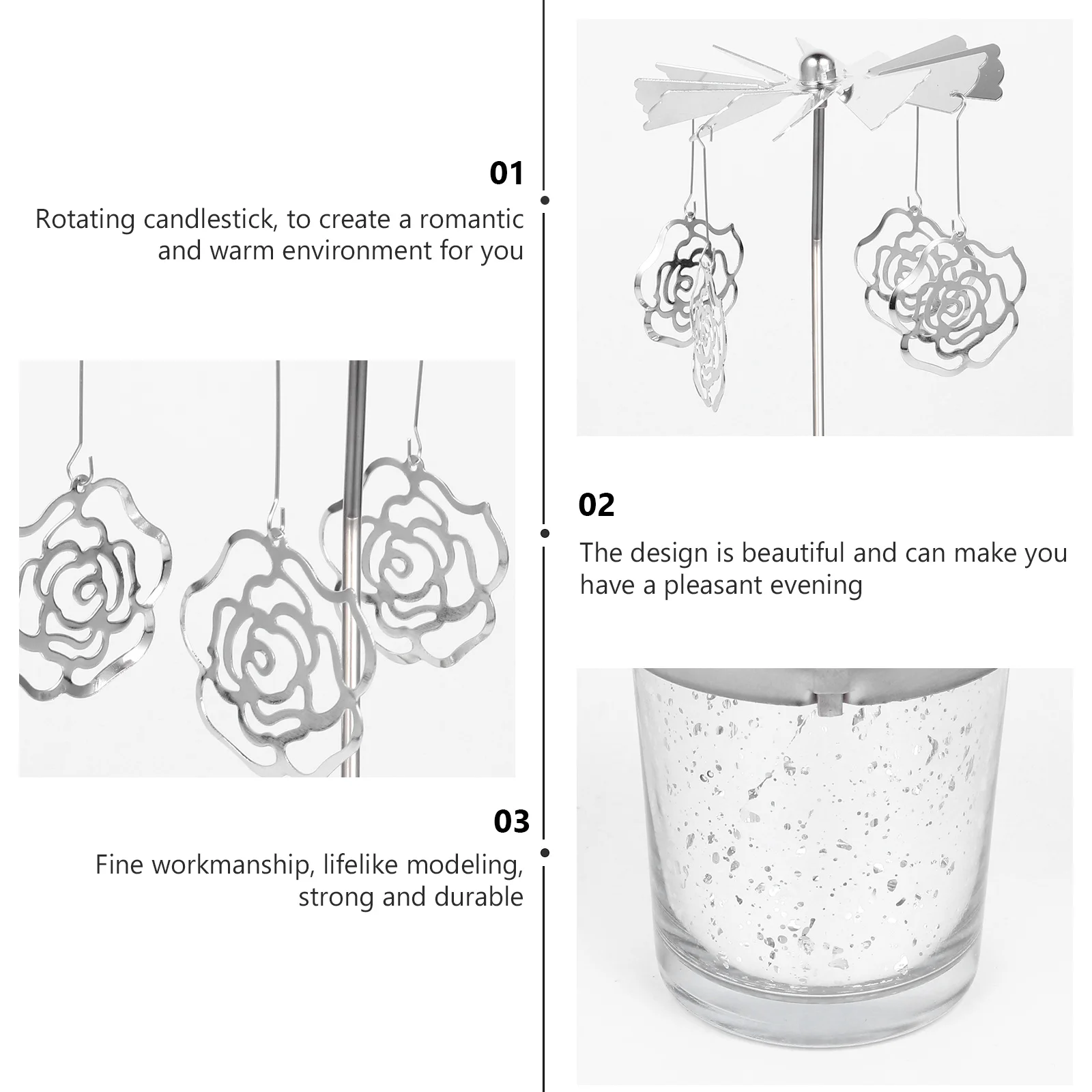 

1Pcs Rotating Carousel Holder Metal Candlestick Stand Romantic Dinner Party Table Decoration Table Holder