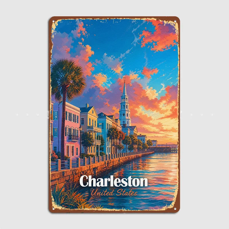 Charleston South Carolina Travel Poster Metal Sign Life Wall Custom Bedroom Indoor Home Wall Decor Posters Room Decoration