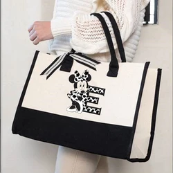 Disney Mickey Mouse Handbag Girl Kawaii Bag 26 letters Shopping Canvas Shopper Tote Bag Cartoon Shopper Shoulder Lady Bags Gift