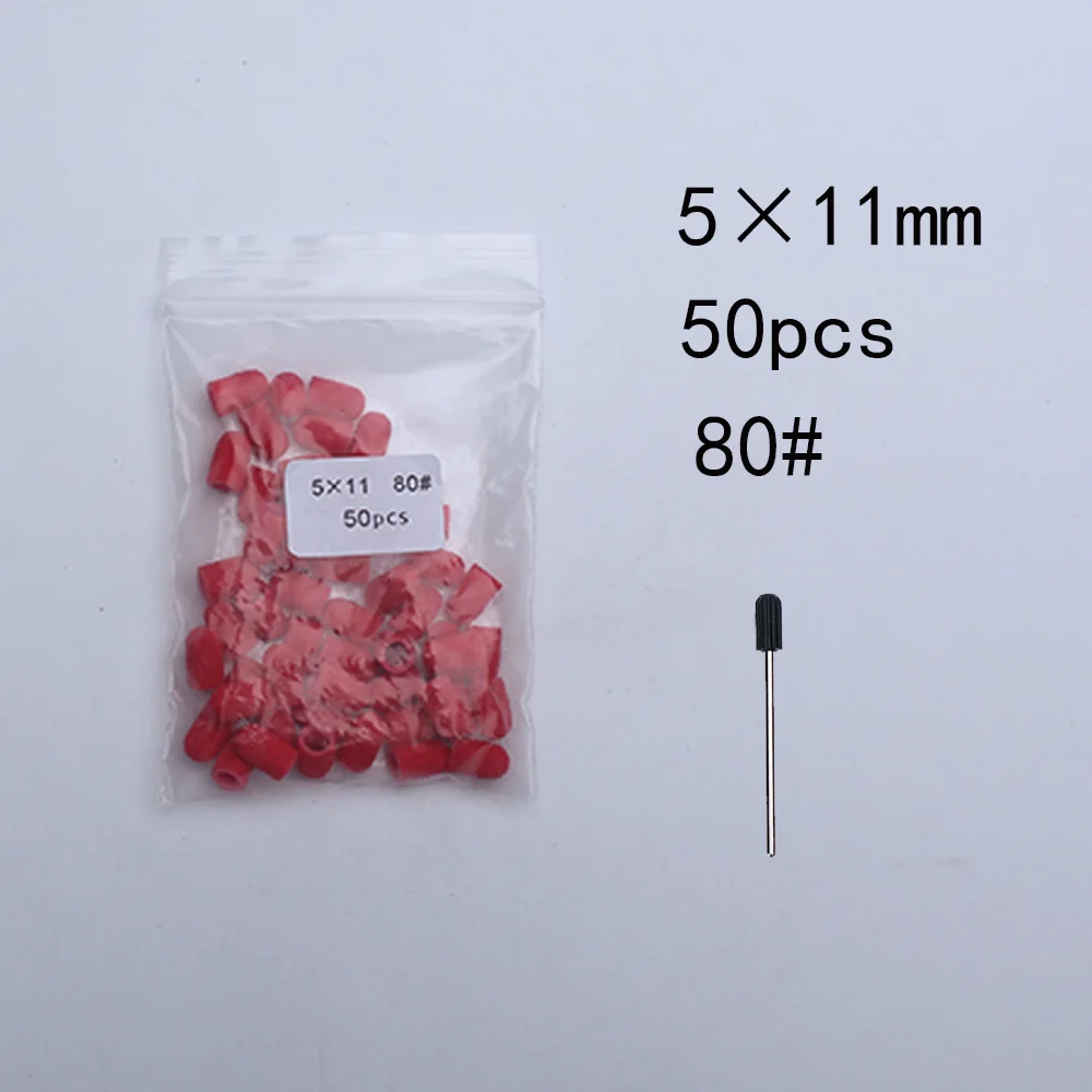 50 Stück Nagelschleifkappen mit Gummi-Pediküreblock – elektrische Bohrer für Fußnägel und Polieren.