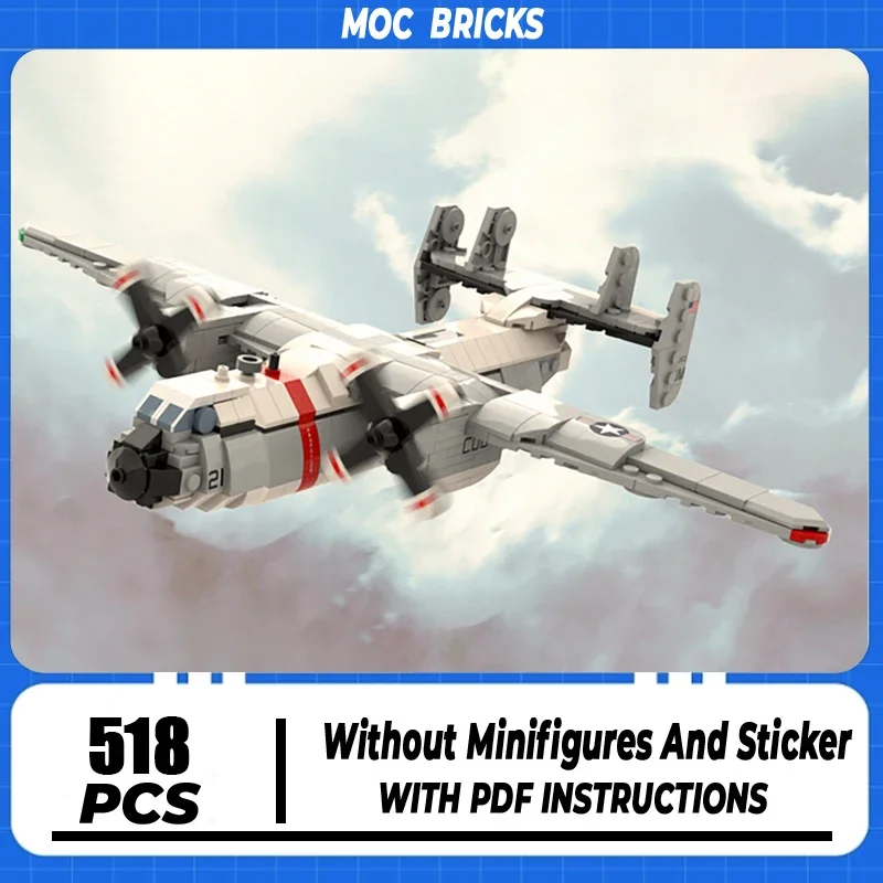 

Moc Building Bricks Military 1:72 Scale C-2 Greyhound Bomber Model Technology Modular Fighter Blocks DIY Set Assembly Gift