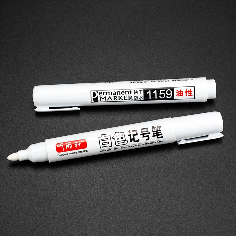 1Pc Waterdichte Olie Permanente Marker Pennen Witte Kleur Schilderij Tekening Pen Set