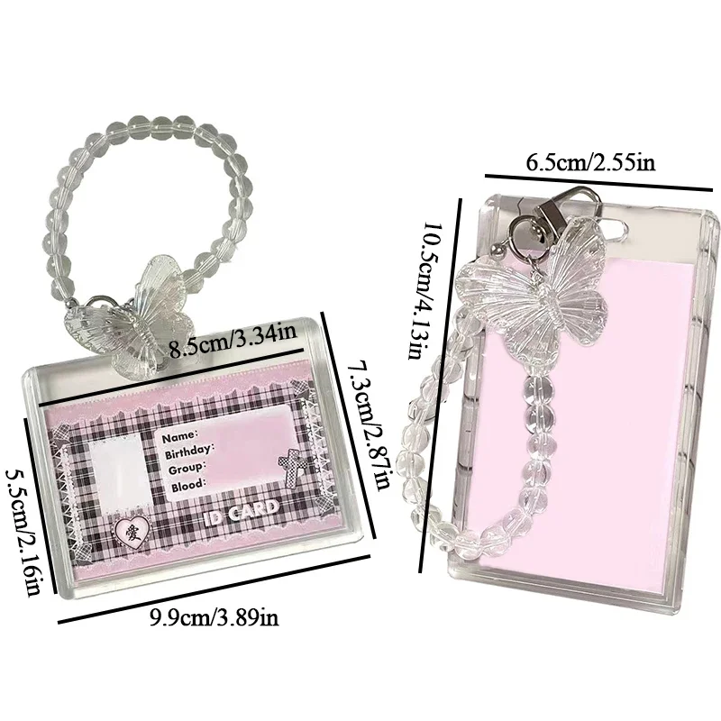 Crystal Butterfly 3 Inch Acrylic Card Holder Photocards Display Credit ID Bank Card Protective Case Keychain Pendant Fashion