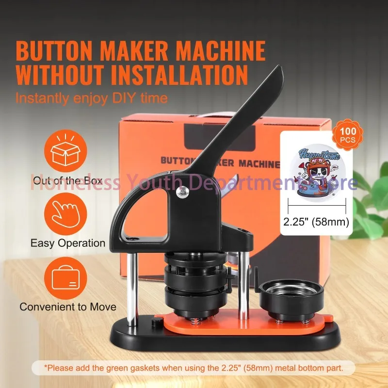 25/32/58 Pin Maker with Button Parts Ergonomic Arc Handle Punch Press Kit Button Maker Machine