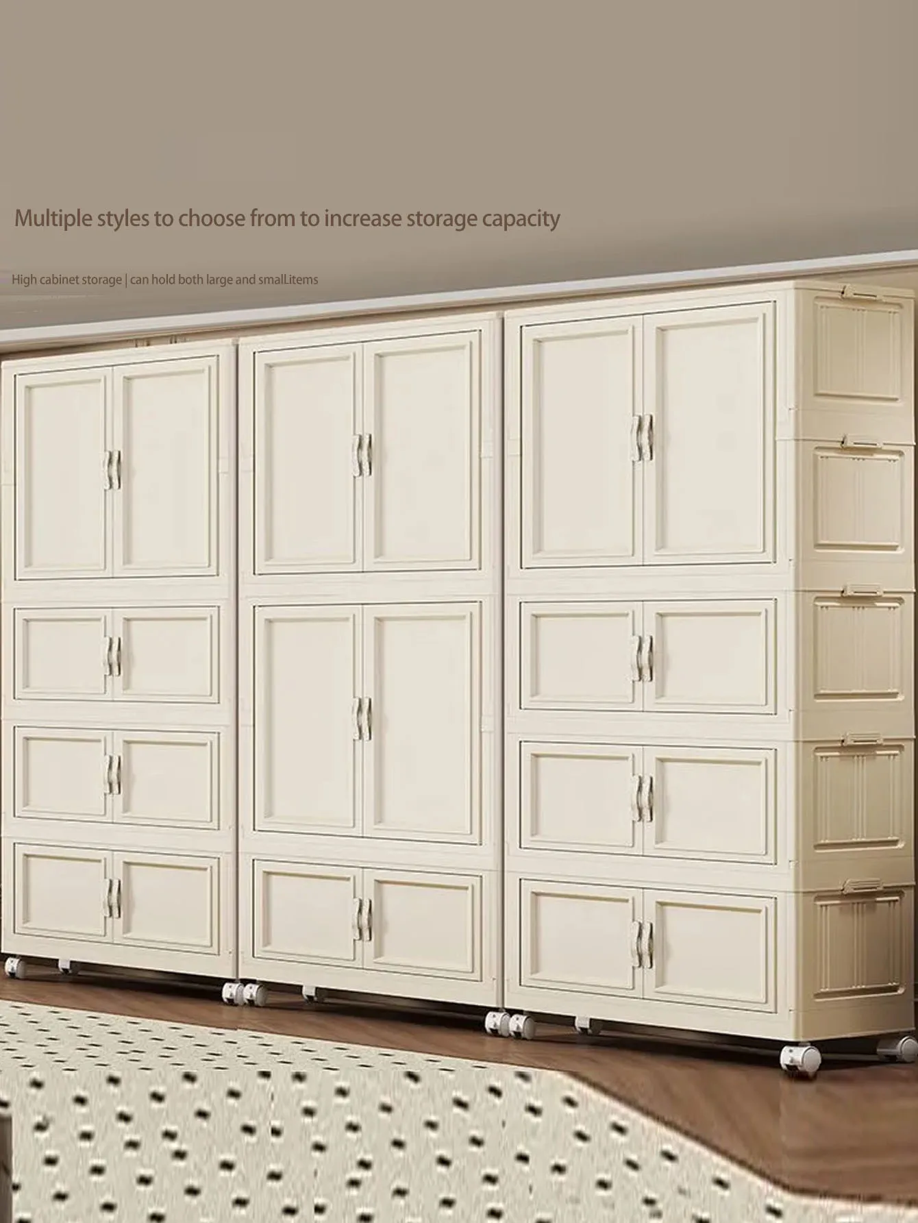 Foldable Children's Wardrobe Easy-to-Assemble Storage Cabinet for Home Living Room & Bedroom Simple Closet System No-Install